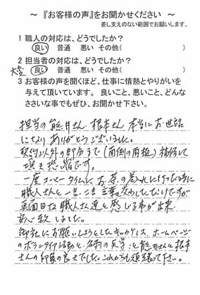   市原市山木で外壁塗装をされたＩ様の声