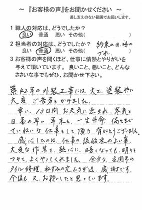   佐倉市井野で外壁塗装をされたＩ様の声