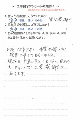   佐倉市井野で外壁塗装をされたＭ様の声