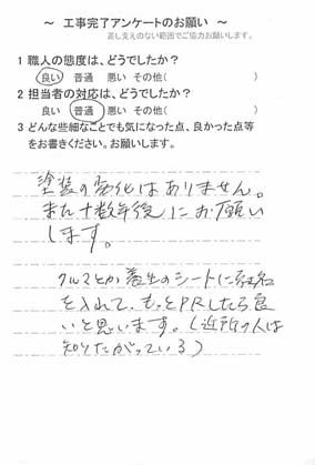   千葉市中央区青葉町で外壁塗装をされたＩ様の声