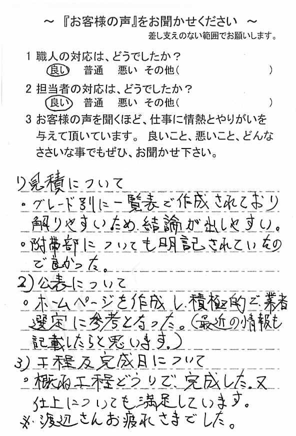   千葉市中央区神明町で外壁塗装をされたＦ様の声