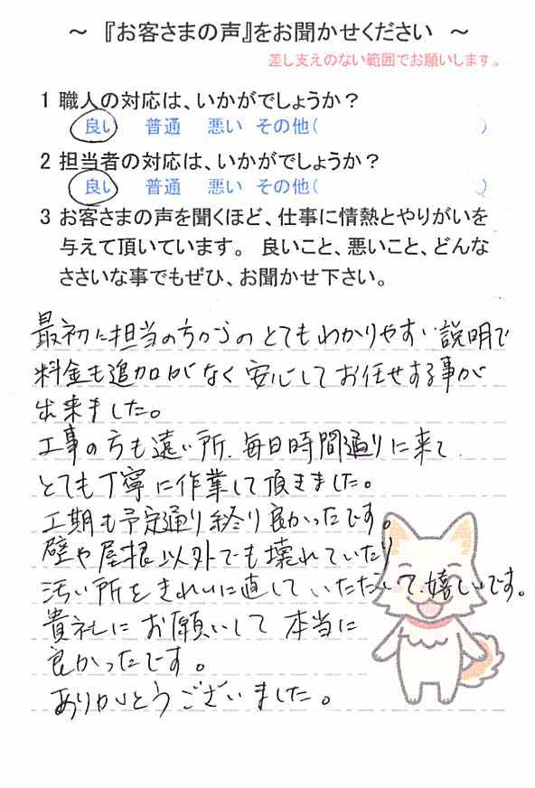   松戸市三矢小台で外壁塗装をされたＴ様の声