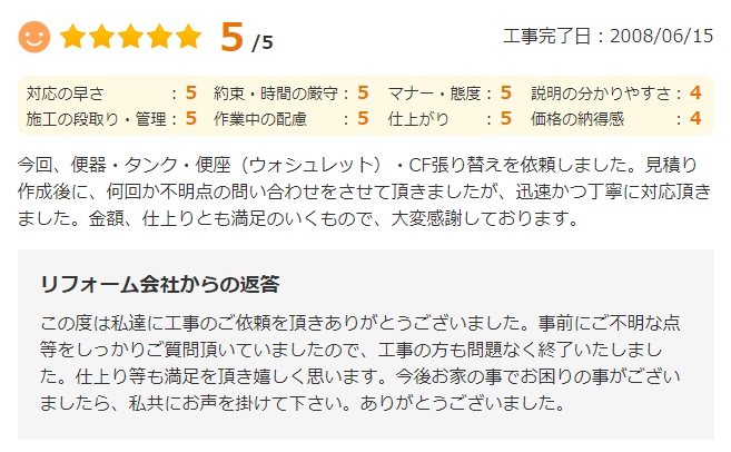   佐倉市六崎で改修工事をされたＩ様の声