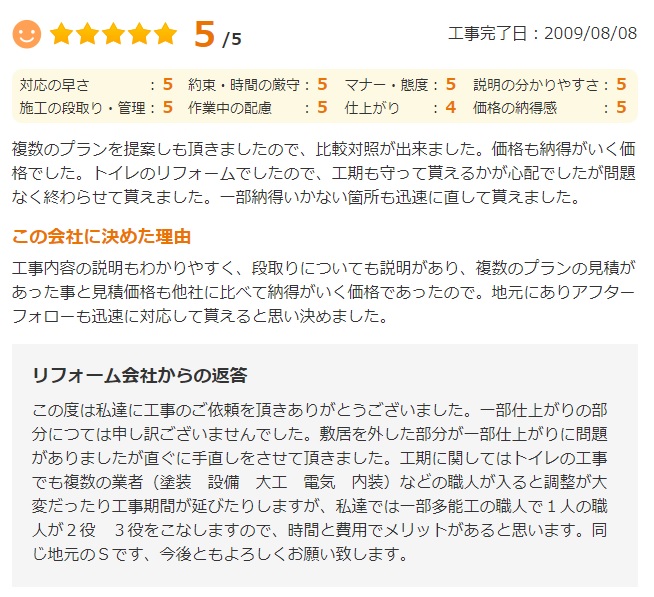   市原市大厩で外壁塗装をされたＷ様の声