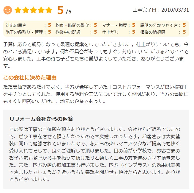   佐倉市山王で外壁塗装をされたＳ様の声