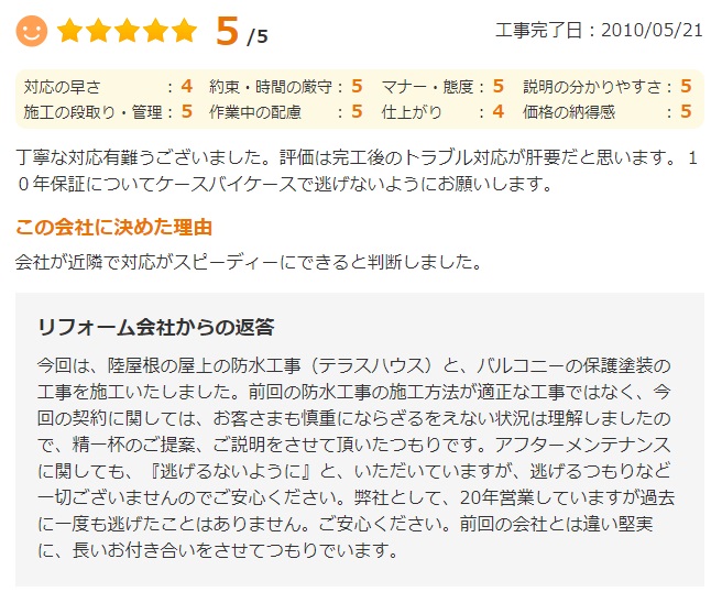   佐倉市西志津で外壁塗装をされたＳ様の声