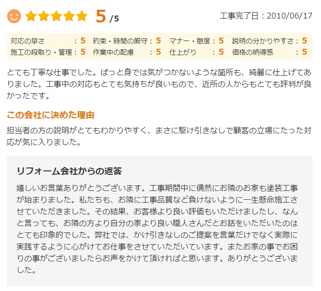  成田市本三里塚で外壁塗装をされたＫ様の声