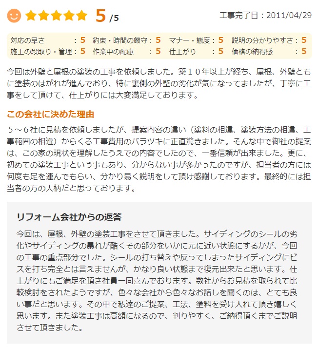   鎌ケ谷市東中沢で外壁塗装をされたＡ様の声