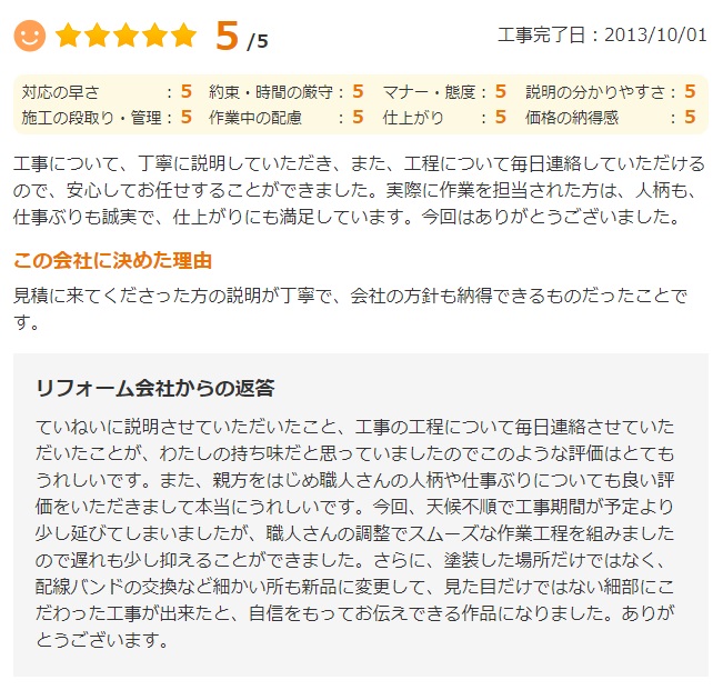   八千代市八千代台北で外壁塗装をされたＮ様の声