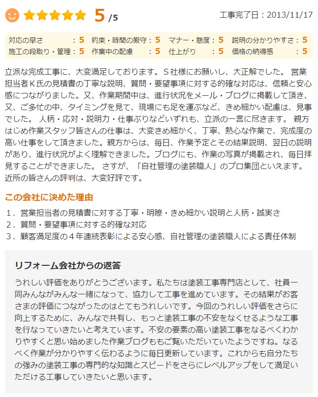   佐倉市表町で外壁塗装をされたＧ様の声