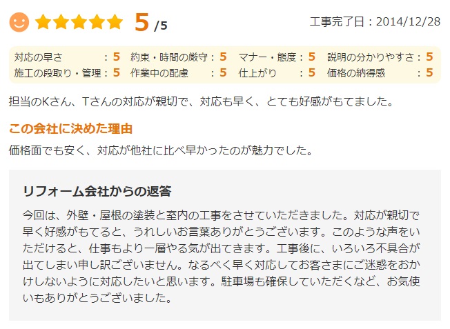   船橋市二宮で外壁塗装をされたＳ様の声