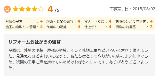   佐倉市王子台で外壁塗装をされたＡ様の声