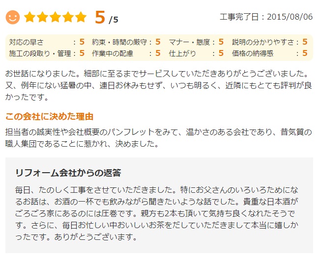   佐倉市山王で外壁塗装をされたＩ様の声