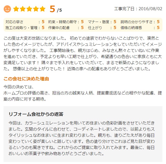   柏市青葉台で外壁塗装をされたＩ様の声