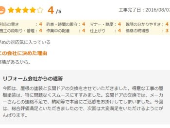 富里市立沢新田で外壁塗装をされたＴ様の声