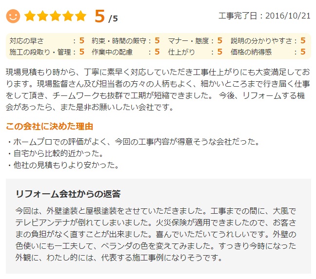   船橋市三山で外壁塗装をされたＫ様の声