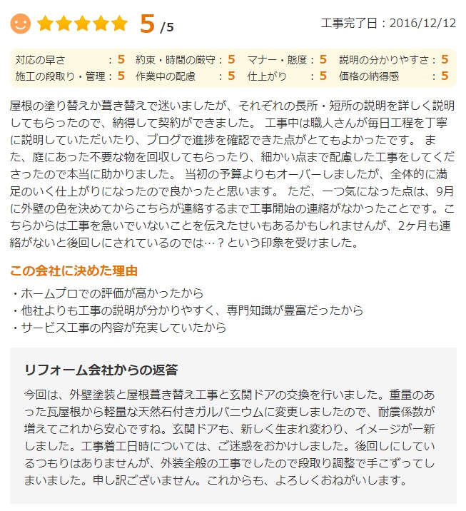   成田市仲町で外壁塗装をされたＵ様の声