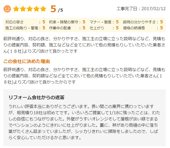   成田市並木町で外壁塗装をされたＮ様の声
