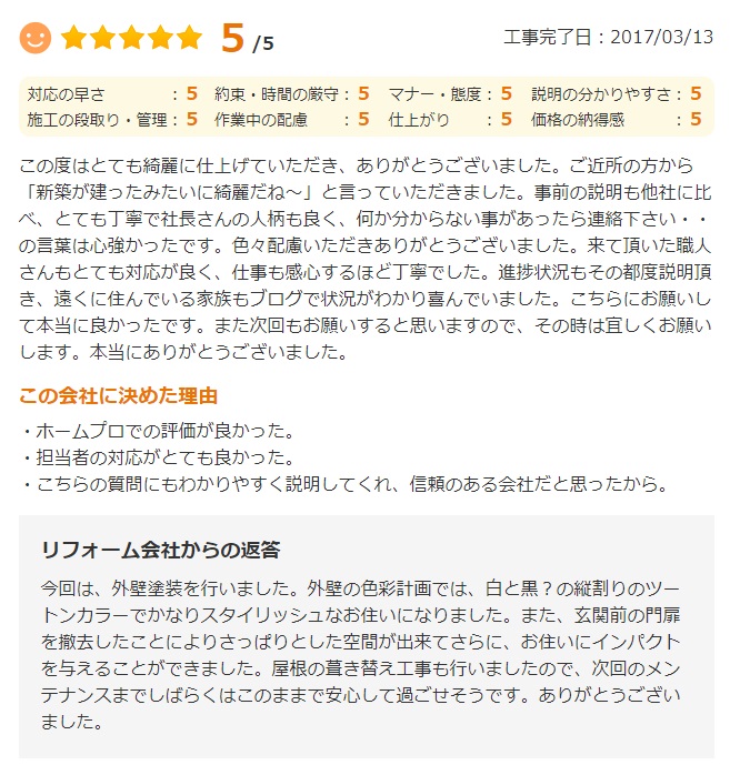   佐倉市上志津原で外壁塗装をされたＦ様の声