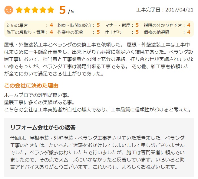   佐倉市井野で外壁塗装をされたＴ様の声