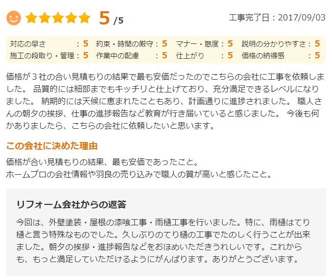   千葉市緑区鎌取町で外壁塗装をされたＢ様の声