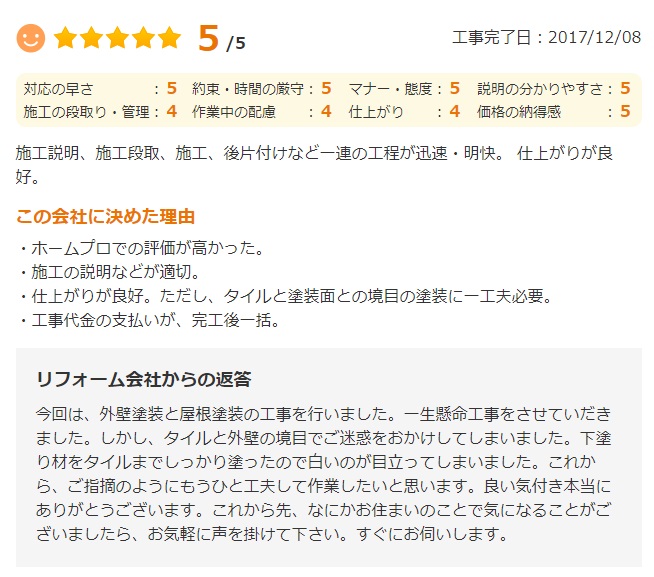   千葉市稲毛区園生町で外壁塗装をされたＭ様の声