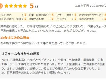 佐倉市ユーカリが丘で外壁塗装をされたＨ様の声
