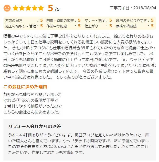  佐倉市千成で外壁塗装をされたＮ様の声
