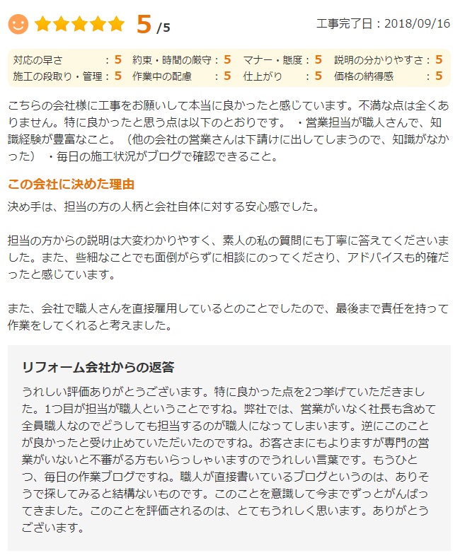   八街市八街はで外壁塗装をされたＫ様の声
