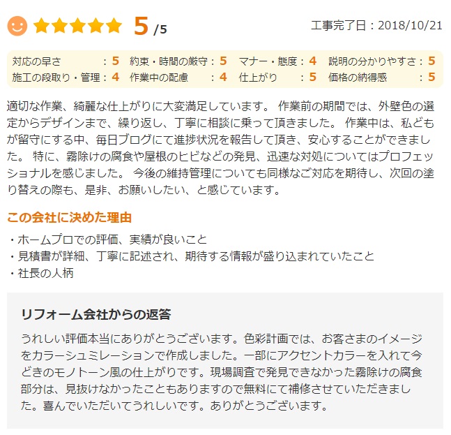   佐倉市西志津で外壁塗装をされたＫ様の声