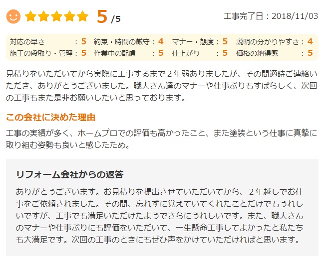   佐倉市藤治台で外壁塗装をされたＹ様の声