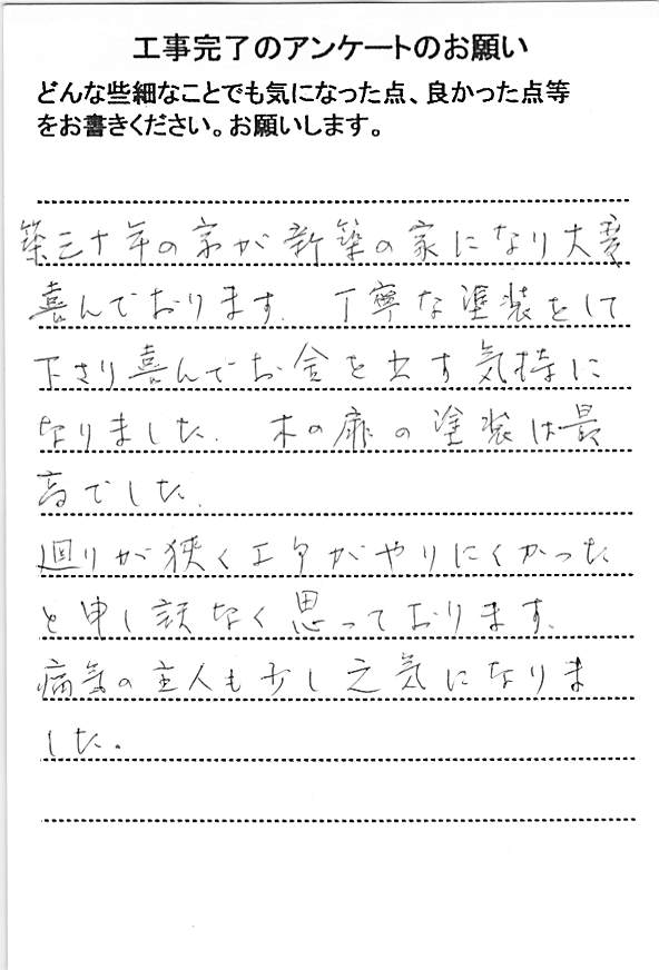   千葉市花見川区花園町で外壁塗装をされたＭ様の声