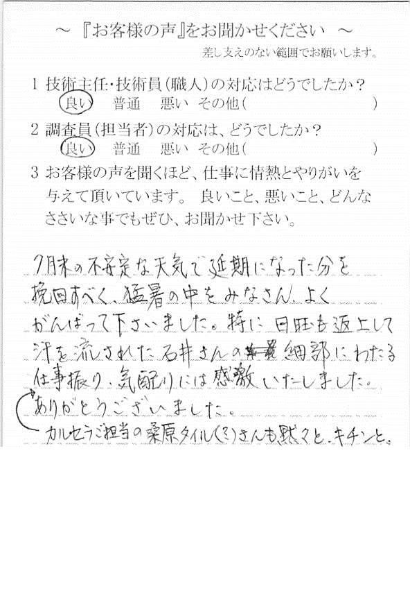   千葉市花見川区浪花町で外壁塗装をされたＣ様の声
