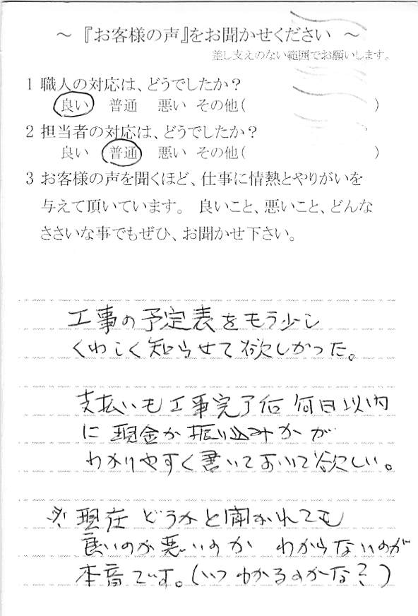   佐倉市千成で外壁塗装をされたＭ様の声