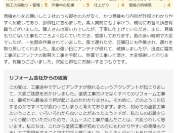 見積もりをお願いした2社のうち御社の方が安く、かつ見積もり内容が詳細でわかりやすく記載してあり、即御社にきめました。