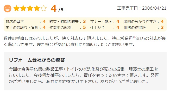   数件の手直しはありましたが、快く対応して頂きました。特に営業担当の方の対応が良く満足してます。また機会があれば貴社にお願いしようとおもいます。