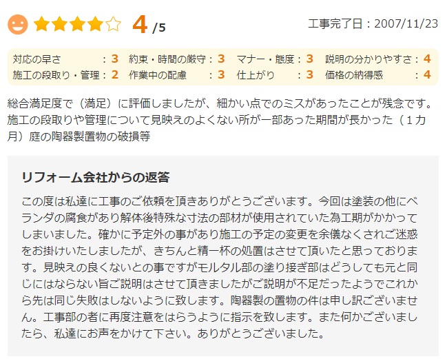   総合満足度で（満足）に評価しましたが、細かい点でのミスがあったことが残念です。