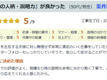 『担当者の人柄・説明力』が良かった (50代/男性)