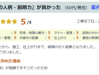 『担当の人柄・説明力』が良かった。（60代/男性）