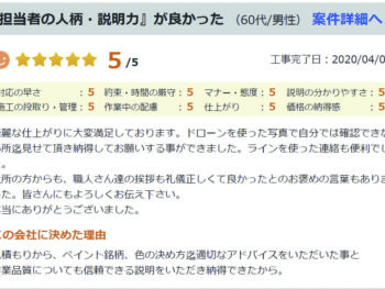 『担当者の人柄・説明力』が良かった