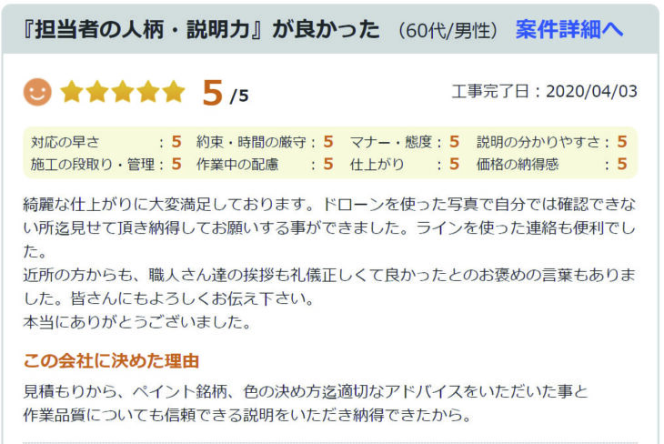   『担当者の人柄・説明力』が良かった