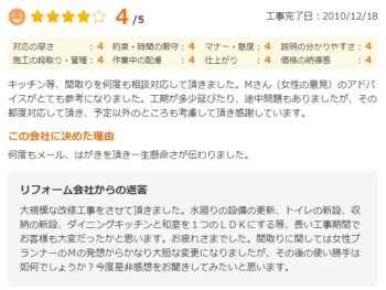 Mさん（女性の意見）のアドバイスがとても参考になりました。