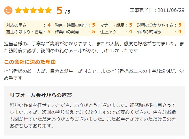   お人柄、態度も好感がもてました。