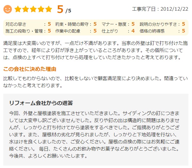   比較してもわからないので、比較をしないで顧客満足度により決めました。間違っていなかったと考えております